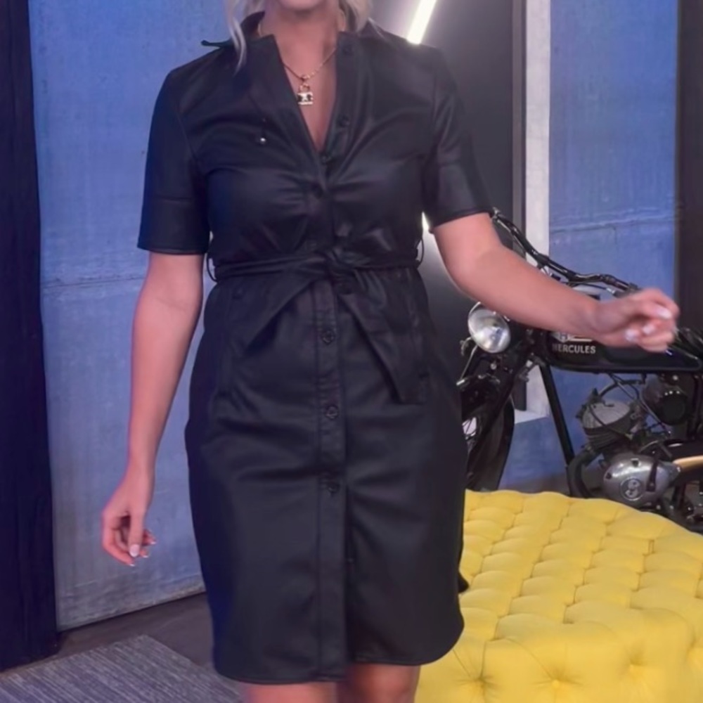 Vero Moda Faux Leather Button Up Dress